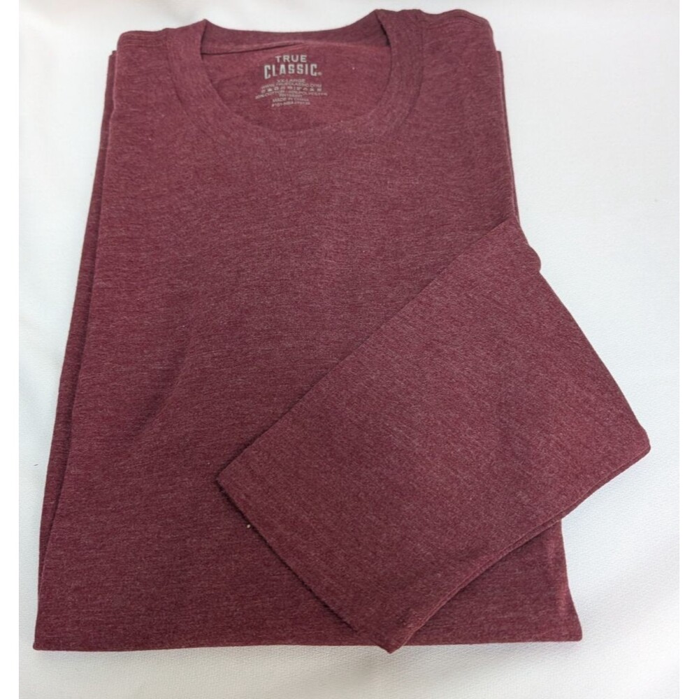 True Classic Classic Crew Neck Long Sleeve T-Shirt Sz XXL Heather Red